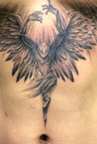 天使翅膀纹身素材 男生胸下天使翅膀纹身图案