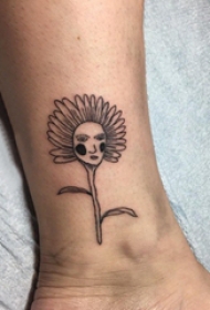 向日葵纹身图案 男生小腿上向日葵纹身图案