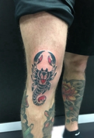 腿部纹身 男生腿部彩色的蝎子纹身图片