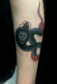 蛇和骷髅纹身图案 女生手臂上蛇和骷髅纹身图片