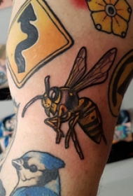 百乐动物纹身 男生手臂上彩色的蜜蜂纹身图片