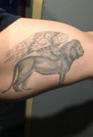 双大臂纹身 男生大臂上霸气的狮子纹身图片