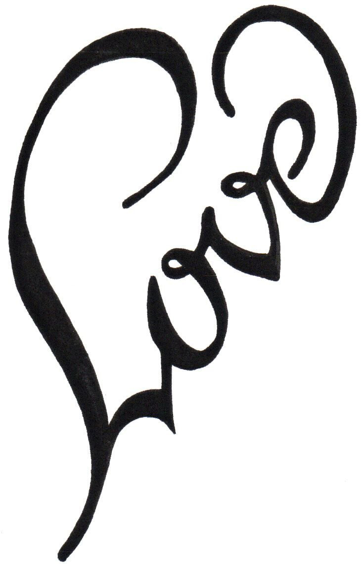 点击大图看下一张：心形纹身手稿 简单线条纹身黑色心形纹身手稿