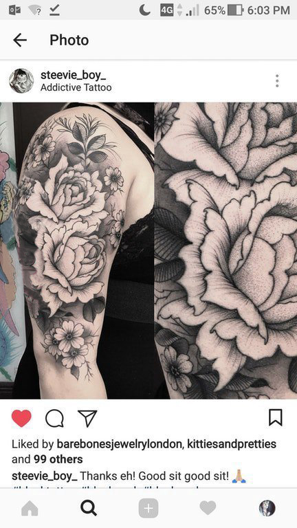 点击大图看下一张：纹身图案花朵  女生手臂上创意的花朵纹身图片