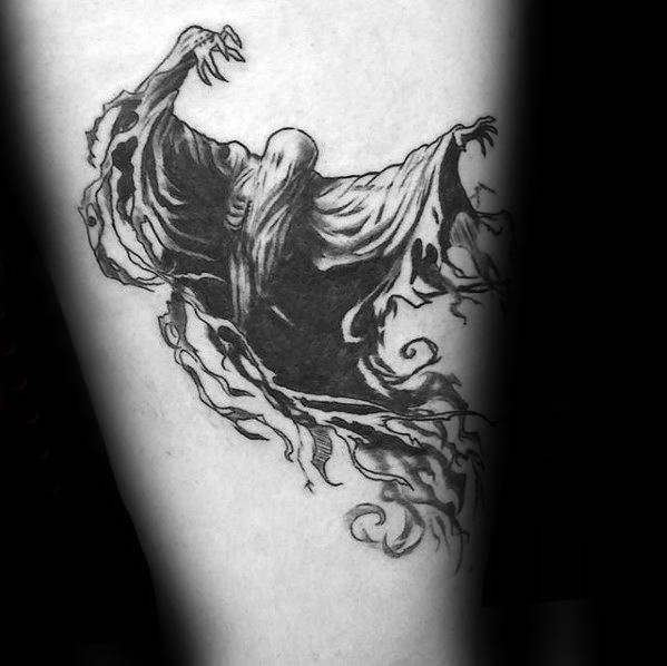点击大图看下一张：幽灵纹身图案 多款点刺纹身黑色幽灵纹身图案