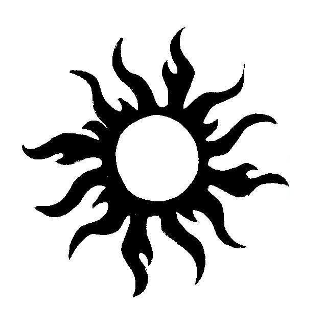 点击大图看下一张：太阳纹身手稿 热烈的黑色太阳纹身手稿