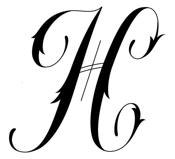 点击大图看下一张：字母纹身手稿图 简单的黑色字母H纹身手稿