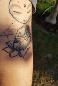莲花座纹身 男生手臂上莲花和佛像纹身图片