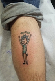 纹身卡通人物  男生小腿上彩绘的卡通人物纹身图片