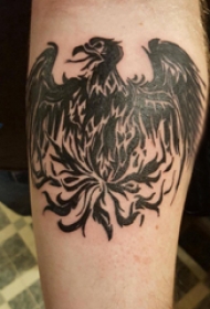 纹身火凤凰 男生手臂上黑色的凤凰纹身图片