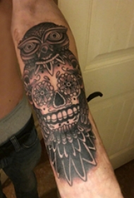 老鹰和骷髅纹身图案  男生手臂上老鹰和骷髅纹身图片
