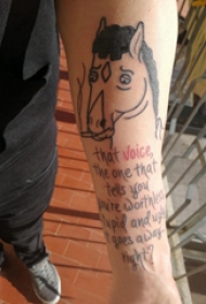 马的纹身图案  男生手臂上马和英文纹身图片