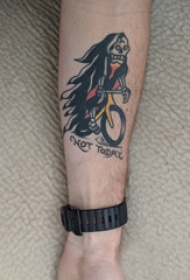 死神小臂纹身  男生手臂上彩绘的死神纹身图片