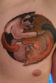 小猫咪纹身   男生胸上彩绘的小猫咪纹身图片