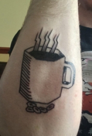 咖啡纹身图案  男生手臂上黑灰的咖啡纹身图片