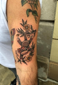 纹身猴子  男生手臂上彩绘的猴子纹身图片