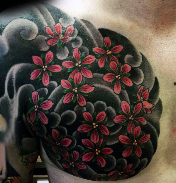 点击大图看下一张：樱花纹身   多款设计别样的樱花纹身图案