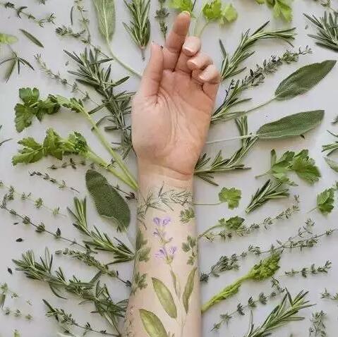 点击大图看下一张：带有植物花卉香气的纹身图案