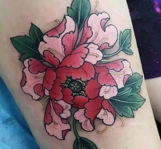 点击大图看下一张：国花牡丹各部位纹身图案