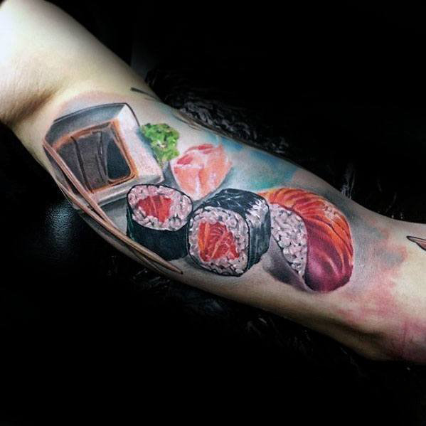点击大图看下一张：食物纹身  令人食欲大增的寿司纹身图案