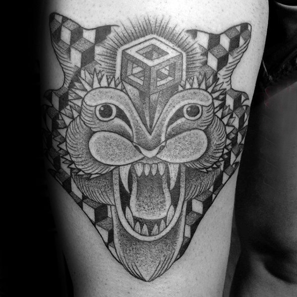 点击大图看下一张：纹身老虎  凶猛个性的老虎纹身图案