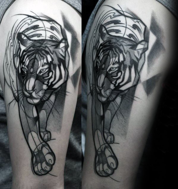 点击大图看下一张：纹身老虎  凶猛个性的老虎纹身图案