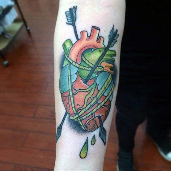 点击大图看下一张：心脏纹身图案   创意十足的心脏纹身图案