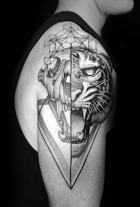 点击大图看下一张：纹身老虎  凶猛的老虎纹身图案