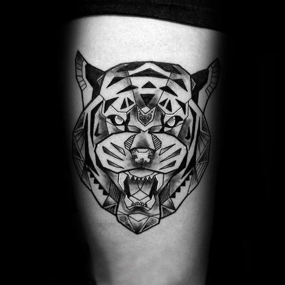 点击大图看下一张：纹身老虎  凶猛的老虎纹身图案