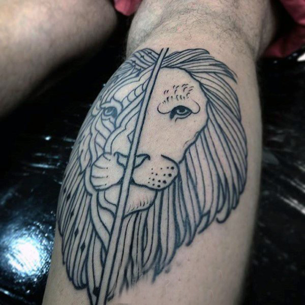 点击大图看下一张：狮子王纹身  风格霸气的狮子王纹身图案