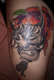 妖魔鬼怪纹身  女生大腿上彩绘的妖魔鬼怪纹身图片