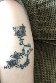 化学元素纹身  女生手臂上花朵和化学元素纹身图片