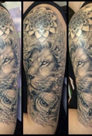 百乐动物纹身  男生手臂上黑灰色的百乐动物纹身图片