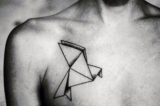 点击大图看下一张：几何元素纹身  折纸风格的几何元素纹身图案
