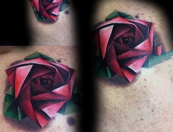 点击大图看下一张：玫瑰花纹身图案  光彩耀人的玫瑰花纹身图案