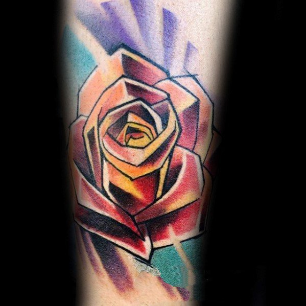 点击大图看下一张：玫瑰花纹身图案  光彩耀人的玫瑰花纹身图案