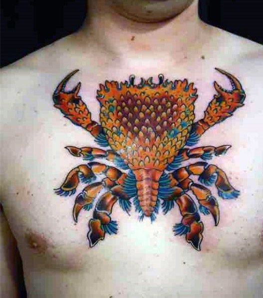 点击大图看下一张：螃蟹纹身图案  张牙舞爪的螃蟹纹身图案