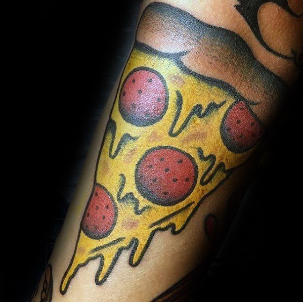 点击大图看下一张：披萨纹身图案   美味可口的食物纹身图案