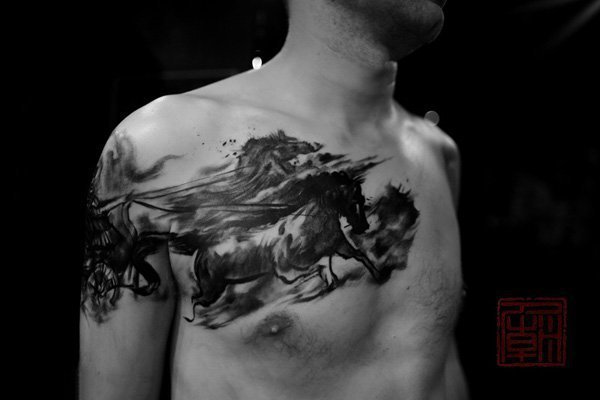 点击大图看下一张：纹身 马   飞奔疾驰的马纹身图案