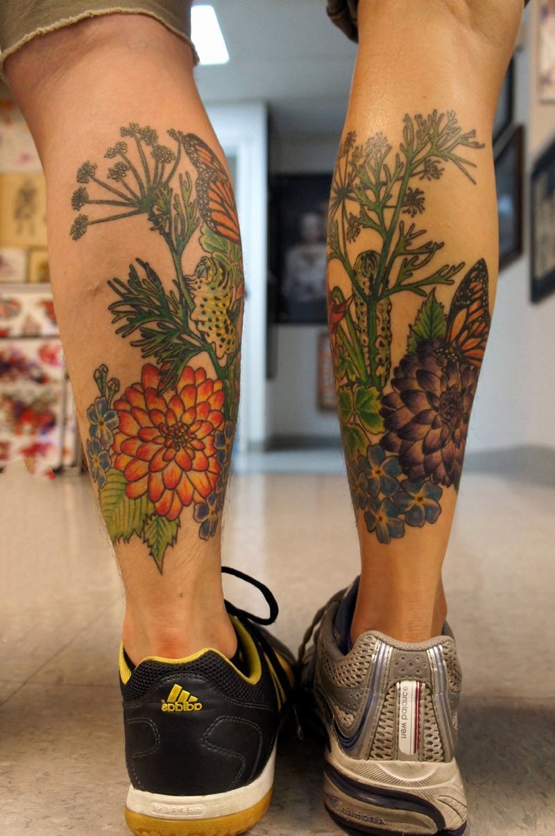 点击大图看下一张：纹身腿上图案  个性十足的腿上纹身图案