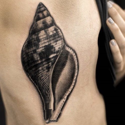 点击大图看下一张：贝壳图案纹身   唯美新颖的贝壳纹身图案
