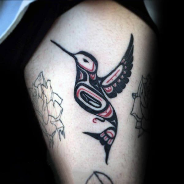 点击大图看下一张：纹身鸟  小巧的蜂鸟纹身图案