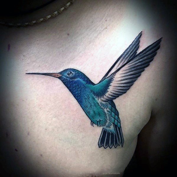 点击大图看下一张：纹身鸟  小巧的蜂鸟纹身图案