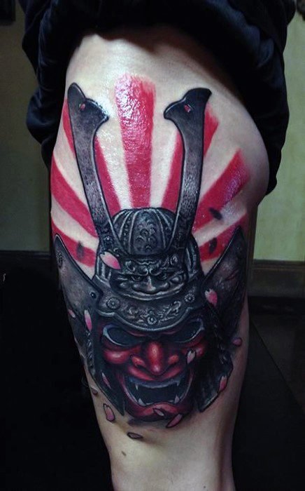 点击大图看下一张：日本武士 纹身  英勇善战的日本武士纹身图案