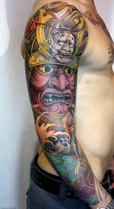 点击大图看下一张：日本武士 纹身  英勇善战的日本武士纹身图案