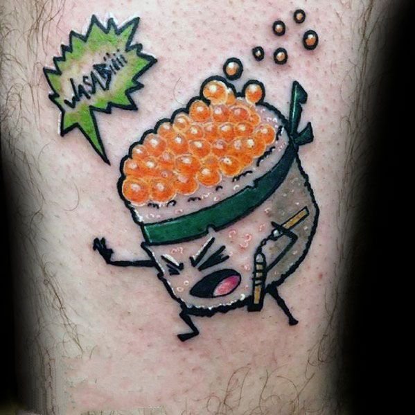 点击大图看下一张：食物纹身  令人心动的食物纹身图案