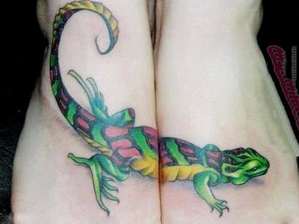 点击大图看下一张：蜥蜴纹身图案  色彩斑斓的蜥蜴纹身图案