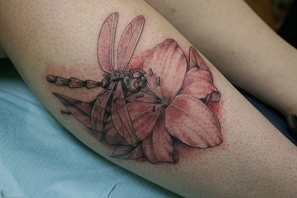点击大图看下一张：蜻蜓纹身图案   轻巧清新的蜻蜓纹身图案