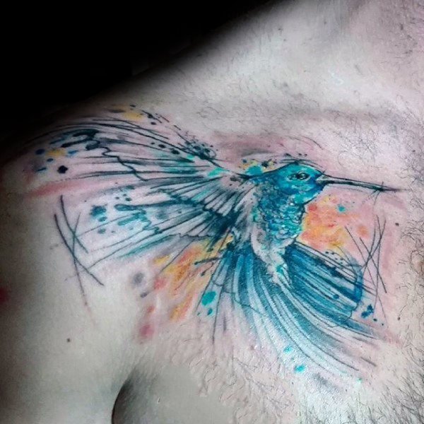 点击大图看下一张：纹身鸟   栩栩如生的蜂鸟纹身图案