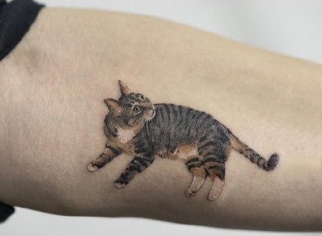 点击大图看下一张：小猫咪纹身  设计感十足的小猫咪纹身图案